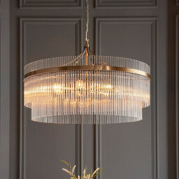 Luminosa Lighting Luminosa Marietta Grand Pendant Ceiling Light Antique Brass Plate, Clear Glass, 7X E14 - thumbnail 3