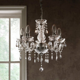 K Living Kliving Tuscany 5 Light Ceiling Light Acrylic Droplets Chandelier Clear - thumbnail 3