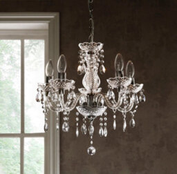 K Living Kliving Tuscany 5 Light Ceiling Light Acrylic Droplets Chandelier Clear - thumbnail 2