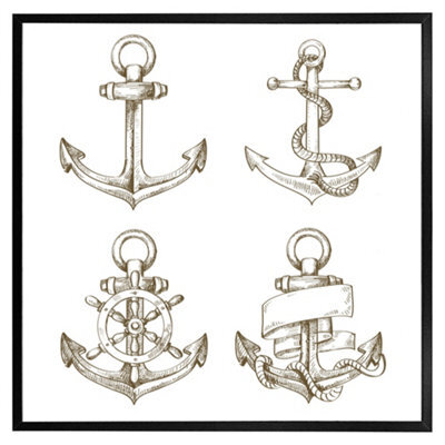 "Andrew Lee Drawn Anchors (Picutre Frame) / 16X16"" / Brown" - image 1