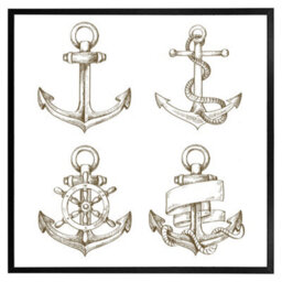 "Andrew Lee Drawn Anchors (Picutre Frame) / 16X16"" / Brown" - thumbnail 5