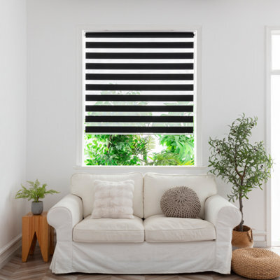 GoodHome Elin Corded Black Day & Night Roller Blind (W)120Cm (L)180Cm - image 1