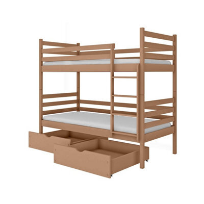 Arte Nemo Cinnamon Wooden Bunk Bed With Storage 90 X 190Cm - 2 Foam Bonnell Mattresses - image 1