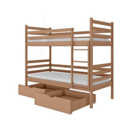 Arte Nemo Cinnamon Wooden Bunk Bed With Storage 90 X 190Cm - 2 Foam Bonnell Mattresses - thumbnail 1