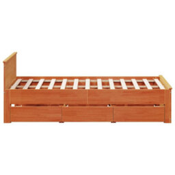 Berkfield Bed Frame Without Mattress With Headboard Wax Brown 140X190 Cm Solid Wood Pine - thumbnail 5