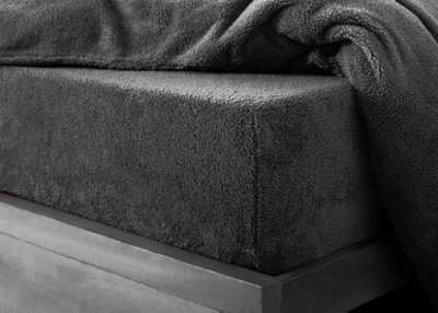 Homes & Linen Teddy Fitted Sheet Extra Deep 30Cm Deep Fitted Bed Sheet Soft Cosy Warm Teddy Bed Sheet