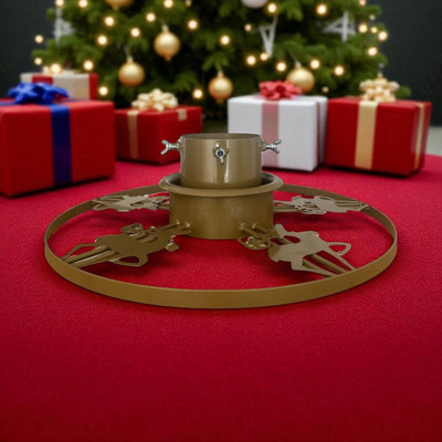Decorative Reindeer Christmas Tree Stand Made From Durable Steel (Festive Gold) - image 1