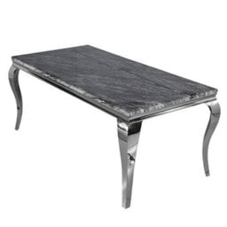 Stratus Interiors Louis Marble Top Dining Table With Long Metal Legs - Doorstep Delivery Only No Assembly - 1.8 Mt - Grey - thumbnail 9