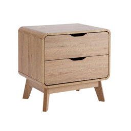 Home Source Nordica 2 Drawer Bedside Storage Unit Oak - thumbnail 8