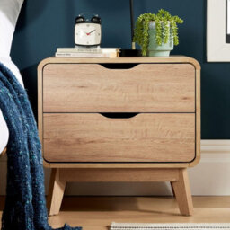 Home Source Nordica 2 Drawer Bedside Storage Unit Oak - thumbnail 3