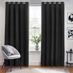 furn. Furn Dawn Textured Blackout Eyelet Curtain Pair Black (W)168Cm X (D)229Cm - thumbnail 2