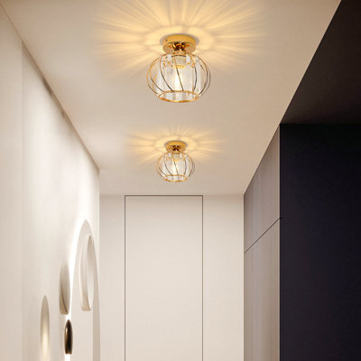Pheashine Gold Crystal Cage E27 Base Ceiling Lamp Without Bulb - image 1