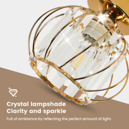 Pheashine Gold Crystal Cage E27 Base Ceiling Lamp Without Bulb - thumbnail 2