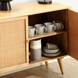 Desser Manhattan Sideboard 2 Door Mango Wood & Cane Webbing In Natural H70Cm X W100Cm X D40Cm - thumbnail 5
