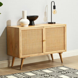 Desser Manhattan Sideboard 2 Door Mango Wood & Cane Webbing In Natural H70Cm X W100Cm X D40Cm - thumbnail 4