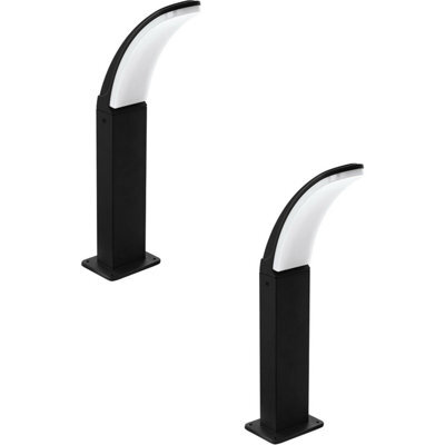 2 Pack Ip44 Rated Black Aluminium Outdoor Led Pedestal Lights - Modern Wall Post Lamps - image 1