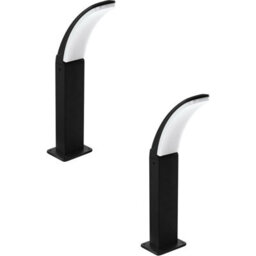 2 Pack Ip44 Rated Black Aluminium Outdoor Led Pedestal Lights - Modern Wall Post Lamps - thumbnail 1