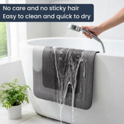 Grey 3 Piece Non-Slip Bath Mat Set  Luxury Thick Memory Foam Bathroom Rugs - thumbnail 5