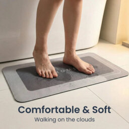 Grey 3 Piece Non-Slip Bath Mat Set  Luxury Thick Memory Foam Bathroom Rugs - thumbnail 4
