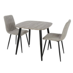 Core Products Aspen Grey Oak Effect 80Cm Square Dining Table With 2 Light Grey Cord Fabric Straight Stitch Design Chairs - thumbnail 9