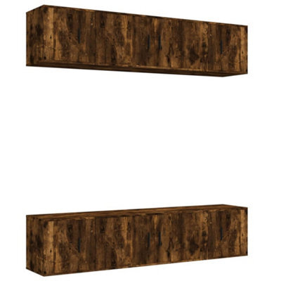 Berkfield Classic 6 Piece Tv Cabinet Set Smoked Oak Engineered Wood - image 1