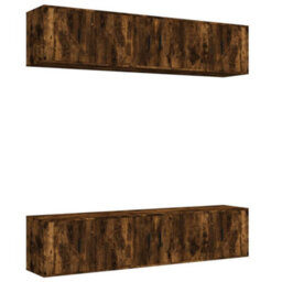 Berkfield Classic 6 Piece Tv Cabinet Set Smoked Oak Engineered Wood - thumbnail 1