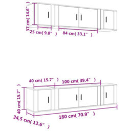 Berkfield Classic 6 Piece Tv Cabinet Set Smoked Oak Engineered Wood - thumbnail 7