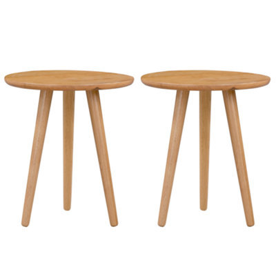 Hallowood Furniture Waverly Small Round Side Table With 3 Legs (Pair) - image 1