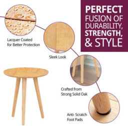 Hallowood Furniture Waverly Small Round Side Table With 3 Legs (Pair) - thumbnail 2