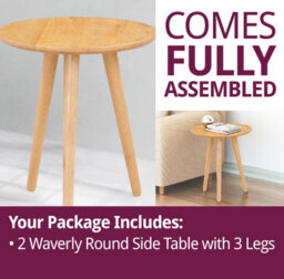 Hallowood Furniture Waverly Small Round Side Table With 3 Legs (Pair) - thumbnail 7