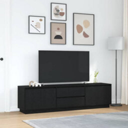 Berkfield Tv Cabinet With Led Lights Black Oak 193.5X41X50 Cm - thumbnail 4