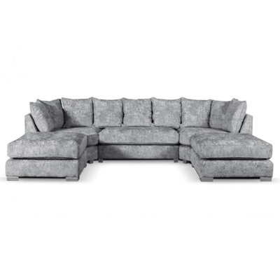 Furnishings For Less UK Bishop U-Shape Fabric 5 Seater Sofa Alaska Fabric Grey Scatter Back 335Cm Long - image 1