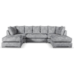 Furnishings For Less UK Bishop U-Shape Fabric 5 Seater Sofa Alaska Fabric Grey Scatter Back 335Cm Long - thumbnail 1