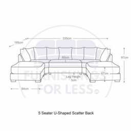 Furnishings For Less UK Bishop U-Shape Fabric 5 Seater Sofa Alaska Fabric Grey Scatter Back 335Cm Long - thumbnail 2