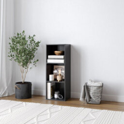 Urbn-Living Urbnliving 30Cm Height Black 3 Tier Wooden Bookcase Shelving Display Storage Shelf Unit Wood - thumbnail 2