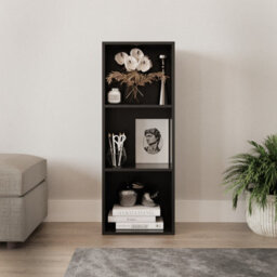 Urbn-Living Urbnliving 30Cm Height Black 3 Tier Wooden Bookcase Shelving Display Storage Shelf Unit Wood