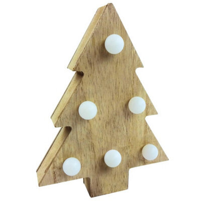 Anker 15X20X3Cm Wooden Tree Christmas Led Decoration