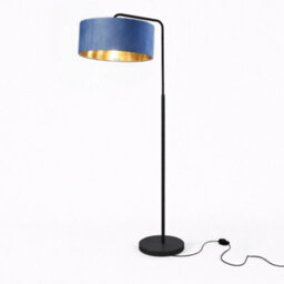 CGC Interiors Cgc Kyra Black Angled Floor Lamp With Navy 45Cm Velvet Lampshade - thumbnail 4