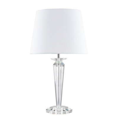 Valuelights Davenport Modern Clear Genuine K9 Crystal Base Table Lamp With White Tapered Shade - image 1