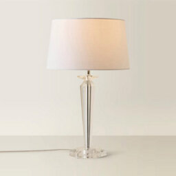 Valuelights Davenport Modern Clear Genuine K9 Crystal Base Table Lamp With White Tapered Shade - thumbnail 3