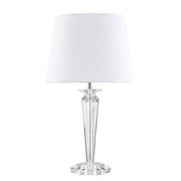 Valuelights Davenport Modern Clear Genuine K9 Crystal Base Table Lamp With White Tapered Shade - thumbnail 1