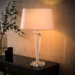 Valuelights Davenport Modern Clear Genuine K9 Crystal Base Table Lamp With White Tapered Shade - thumbnail 2