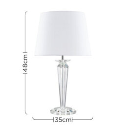 Valuelights Davenport Modern Clear Genuine K9 Crystal Base Table Lamp With White Tapered Shade - thumbnail 8