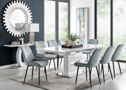 Furniturebox Uk Arezzo Large Extending Dining Table And 8 Grey Pesaro Black Leg Chairs - thumbnail 1