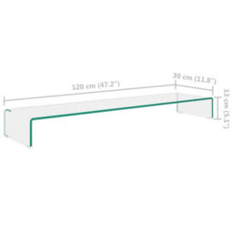 Vidaxl Tv Stand/monitor Riser Glass Clear 120X30X13 Cm - thumbnail 6