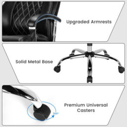 Costway Pu Leather Office Chair Padded Modern Executive Chair Ergonomic Computer Desk - thumbnail 7