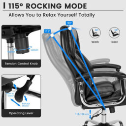 Costway Pu Leather Office Chair Padded Modern Executive Chair Ergonomic Computer Desk - thumbnail 5