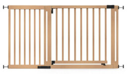 Safetots Wooden Elegance Gate, Natural, 145Cm - 153Cm, Pressure Fit Safety Gate, 73Cm Extra Wide Doorway, Easy Installation