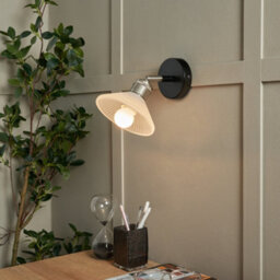 Litecraft Aya 1 Light Satin Nickel Industrial Style Wall Light - thumbnail 1