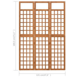 Berkfield 3-Panel Room Divider/trellis Solid Fir Wood 121X180.5 Cm - thumbnail 7